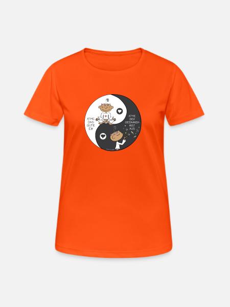 Yin Yang - Frauen T-Shirt atmungsaktiv - Neonorange