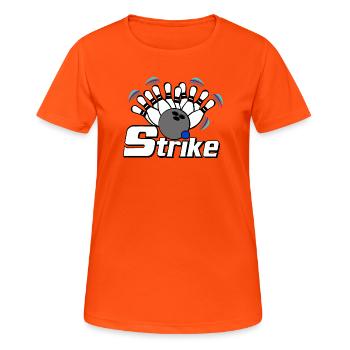 Bowling Strike , Fun Shirt , Strike Bowling (25) - Frauen T-Shirt atmungsaktiv - Neonorange - Vorne - AI Model Female 172 dark (172cm)