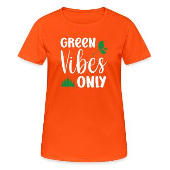 Nur grüne Vibes - Frauen T-Shirt atmungsaktiv - Neonorange - Vorne - AI Model Female 172 dark (172cm)