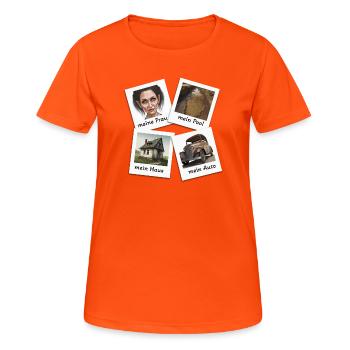Motif anti-frime - T-shirt respirant Femme - orange néon - Devant - AI Model Female 172 dark (172cm)