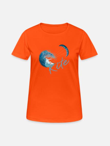 Kitesurfen - Frauen T-Shirt atmungsaktiv - Neonorange
