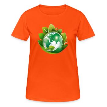 planète terre, mère nature - T-shirt respirant Femme - orange néon - Devant - AI Model Female 172 dark (172cm)
