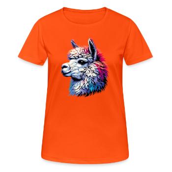 Alpaka - Frauen T-Shirt atmungsaktiv - Neonorange - Vorne - AI Model Female 172 dark (172cm)