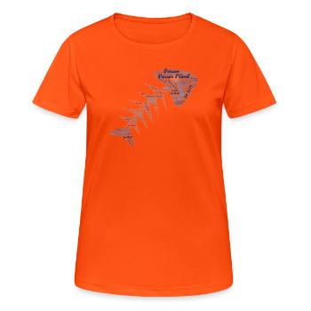 POISSON. POISSON D'AVRIL - T-shirt respirant Femme - orange néon - Devant - AI Model Female 172 dark (172cm)