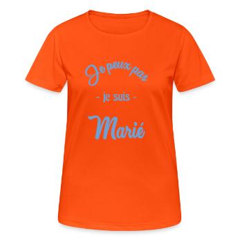 MARIE. FUTUR MARIE. EVJF. TEAM MARIE - T-shirt respirant Femme - orange néon - Devant - AI Model Female 172 dark (172cm)