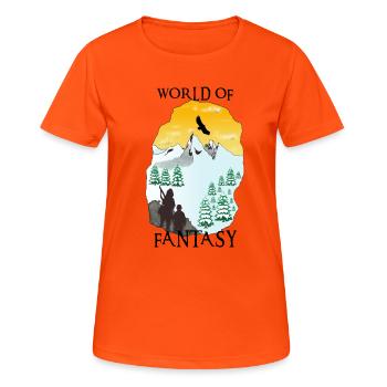 World of fantasy - Grotte - T-shirt respirant Femme - orange néon - Devant - AI Model Female 172 dark (172cm)