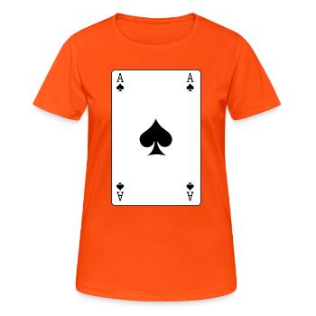 Spielkarte Pik-Ass - Frauen T-Shirt atmungsaktiv - Neonorange - Vorne - AI Model Female 172 dark (172cm)