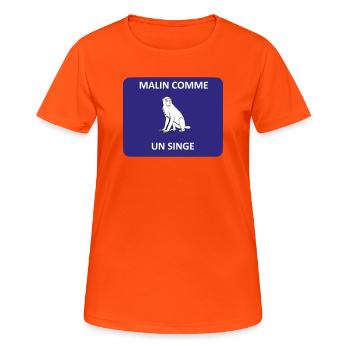 Clever wie ein Affe - Frauen T-Shirt atmungsaktiv - Neonorange - Vorne - AI Model Female 172 dark (172cm)