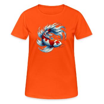 Japanese Japanese Koi Carpfish - Women's Breathable T-Shirt - neon orange - Front - AI Model Female 172 dark (172cm)
