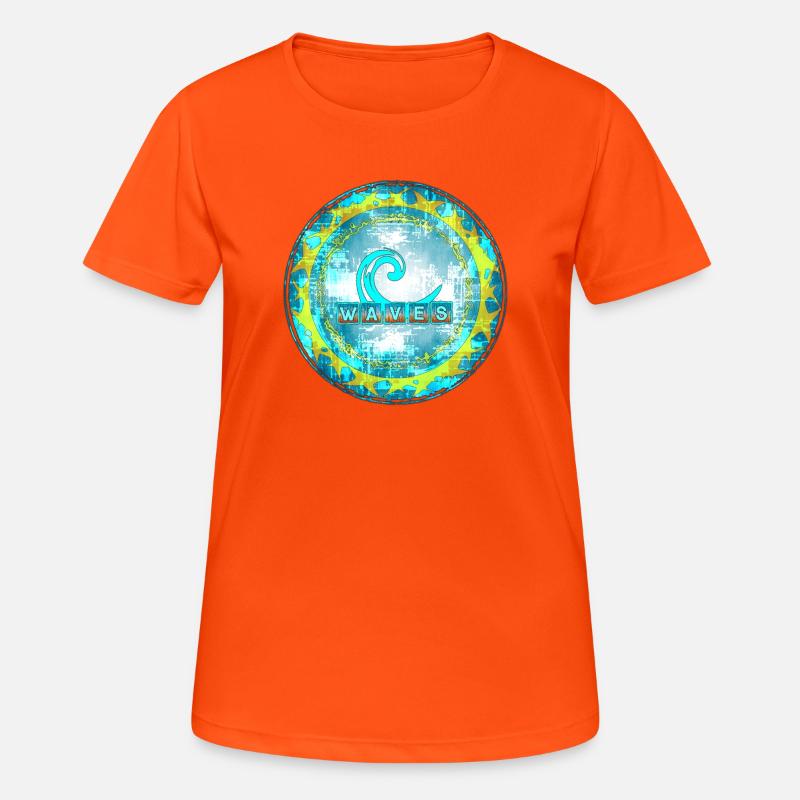 Abstract Waves Pattern - Women's Breathable T-Shirt - neon orange