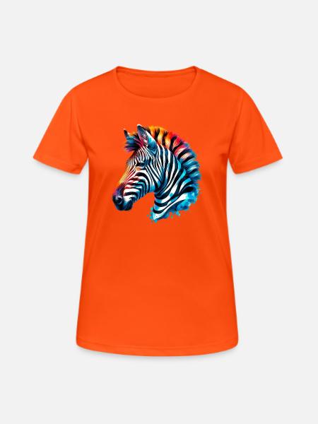 Zebra - Frauen T-Shirt atmungsaktiv - Neonorange