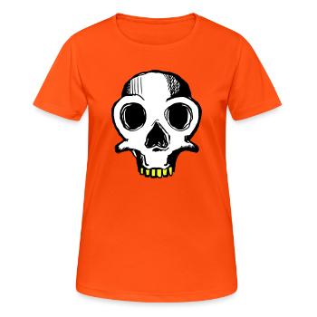 Skull (dreifarbig) - Frauen T-Shirt atmungsaktiv - Neonorange - Vorne - AI Model Female 172 dark (172cm)