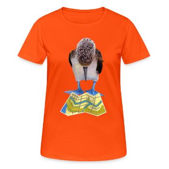 Blaufußtölpel Straßenkarte - Frauen T-Shirt atmungsaktiv - Neonorange - Vorne - AI Model Female 172 dark (172cm)