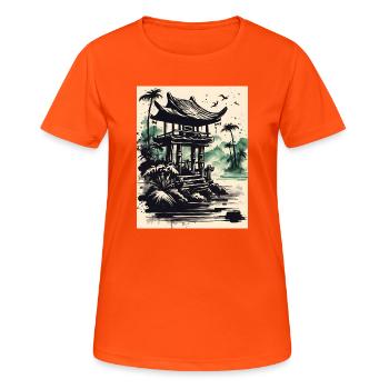 Tintenpavillon am Wasser - Frauen T-Shirt atmungsaktiv - Neonorange - Vorne - AI Model Female 172 dark (172cm)