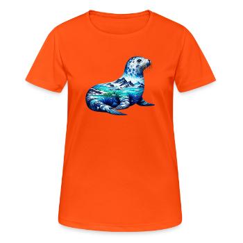 Siegel - Frauen T-Shirt atmungsaktiv - Neonorange - Vorne - AI Model Female 172 dark (172cm)