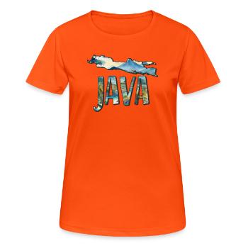 Carte aquarelle Java - T-shirt respirant Femme - orange néon - Devant - AI Model Female 172 dark (172cm)