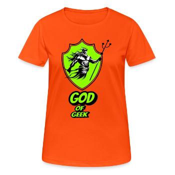 God of geek - Women's Breathable T-Shirt - neon orange - Front - AI Model Female 172 dark (172cm)