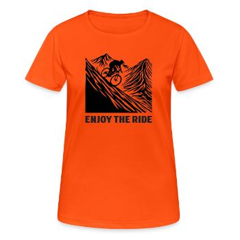 VTT - Profitez de la balade - T-shirt respirant Femme - orange néon - Devant - AI Model Female 172 dark (172cm)