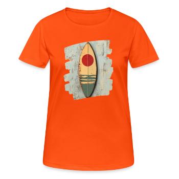 Surfbrett - Frauen T-Shirt atmungsaktiv - Neonorange - Vorne - AI Model Female 172 dark (172cm)