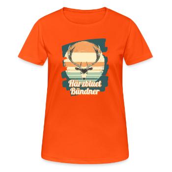 Härzbluetbündner Graubünden Switzerland - Women's Breathable T-Shirt - neon orange - Front - AI Model Female 172 dark (172cm)