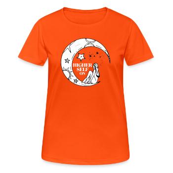 HIGHER Self - Frauen T-Shirt atmungsaktiv - Neonorange - Vorne - AI Model Female 172 dark (172cm)