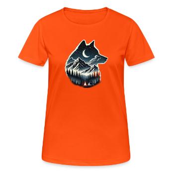 wolf - Women's Breathable T-Shirt - neon orange - Front - AI Model Female 172 dark (172cm)