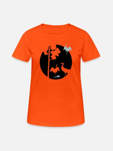 Afrika Kraniche - Frauen T-Shirt atmungsaktiv - Neonorange