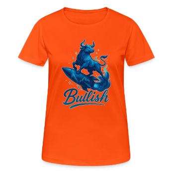 Stock Bull Bull Chart Profit Raktete Gift - T-shirt respirant Femme - orange néon - Devant - AI Model Female 172 dark (172cm)