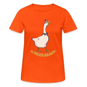 THE SILLY GOOSE - Women's Breathable T-Shirt - neon orange - Front - AI Model Female 172 dark (172cm)