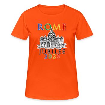 Jubiläum Rom 2025 und Vatikan St. Peter v5 - Frauen T-Shirt atmungsaktiv - Neonorange - Vorne - AI Model Female 172 dark (172cm)