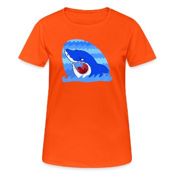 Grim Shark - Frauen T-Shirt atmungsaktiv - Neonorange - Vorne - AI Model Female 172 dark (172cm)