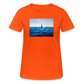 Leuchtturm über der ruhigen blauen Adria Kroatien - Frauen T-Shirt atmungsaktiv - Neonorange - Vorne - AI Model Female 172 dark (172cm)