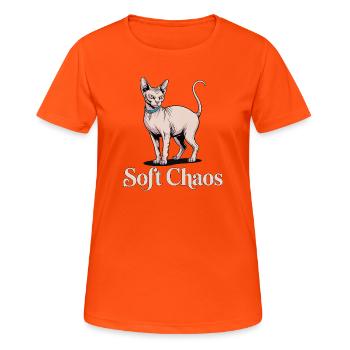 Chat Sphynx Soft Chaos - T-shirt respirant Femme - orange néon - Devant - AI Model Female 172 dark (172cm)