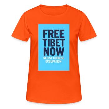 FREE TIBET NOW! Widerstand gegen die chinesische Besatzung - Frauen T-Shirt atmungsaktiv - Neonorange - Vorne - AI Model Female 172 dark (172cm)