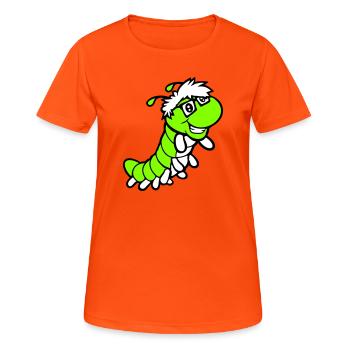 Nerd Caterpillar Intelligent Geek Worm Horn-rimmed Glasses Smart - Women's Breathable T-Shirt - neon orange - Front - AI Model Female 172 dark (172cm)