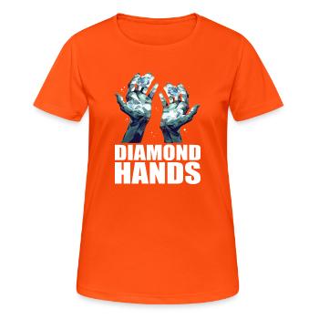 Commerce de mains de diamants - T-shirt respirant Femme - orange néon - Devant - AI Model Female 172 dark (172cm)