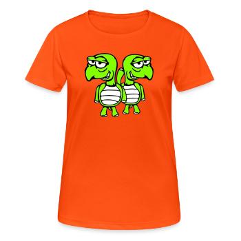 2 tortues amies drôles, idiotes et embarrassantes en équipe - T-shirt respirant Femme - orange néon - Devant - AI Model Female 172 dark (172cm)