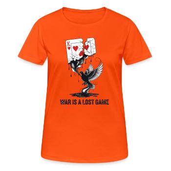 La guerre est un jeu perdu Déclaration anti-guerre - T-shirt respirant Femme - orange néon - Devant - AI Model Female 172 dark (172cm)