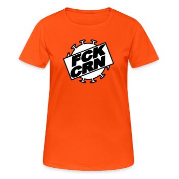 FCK_CRN_1 - Frauen T-Shirt atmungsaktiv - Neonorange - Vorne - AI Model Female 172 dark (172cm)
