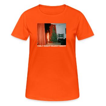 Holy Night mal anders - Chaotisches Weihnachten - Frauen T-Shirt atmungsaktiv - Neonorange - Vorne - AI Model Female 172 dark (172cm)
