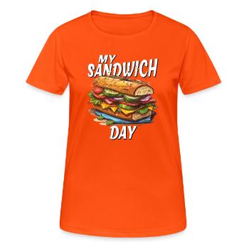 MA JOURNÉE SANDWICH - T-shirt respirant Femme - orange néon - Devant - AI Model Female 172 dark (172cm)