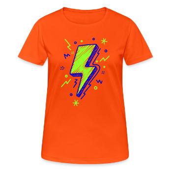 Éclairs illustrés en vert et bleu - T-shirt respirant Femme - orange néon - Devant - AI Model Female 172 dark (172cm)