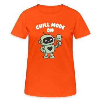 Entspannter Roboter mit Eistüte - Frauen T-Shirt atmungsaktiv - Neonorange - Vorne - AI Model Female 172 dark (172cm)