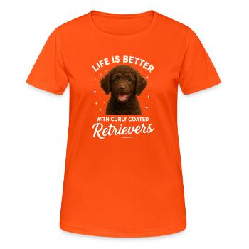 Curly coated retriever - Women's Breathable T-Shirt - neon orange - Front - AI Model Female 172 dark (172cm)