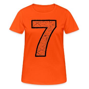 Rissiger Sieben Ziffer Muster - Frauen T-Shirt atmungsaktiv - Neonorange - Vorne - AI Model Female 172 dark (172cm)