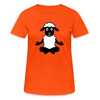 Yoga Schaf - Frauen T-Shirt atmungsaktiv - Neonorange - Vorne - AI Model Female 172 dark (172cm)