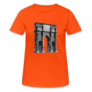 Römischer Triumphbogen – Antiker Stich - Frauen T-Shirt atmungsaktiv - Neonorange - Vorne - AI Model Female 172 dark (172cm)
