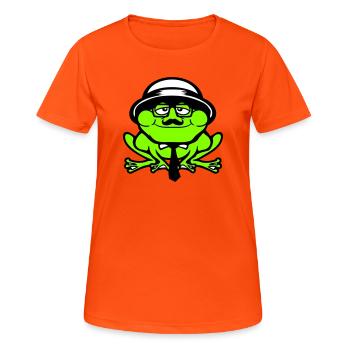 Frosch Sir Herr reich Gangster Brille Hut Krawatte - Frauen T-Shirt atmungsaktiv - Neonorange - Vorne - AI Model Female 172 dark (172cm)