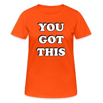 Sie haben diese fette Typografie - Frauen T-Shirt atmungsaktiv - Neonorange - Vorne - AI Model Female 172 dark (172cm)