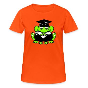 Frosch Schulabschluss Abitur bestanden College süß - Frauen T-Shirt atmungsaktiv - Neonorange - Vorne - AI Model Female 172 dark (172cm)